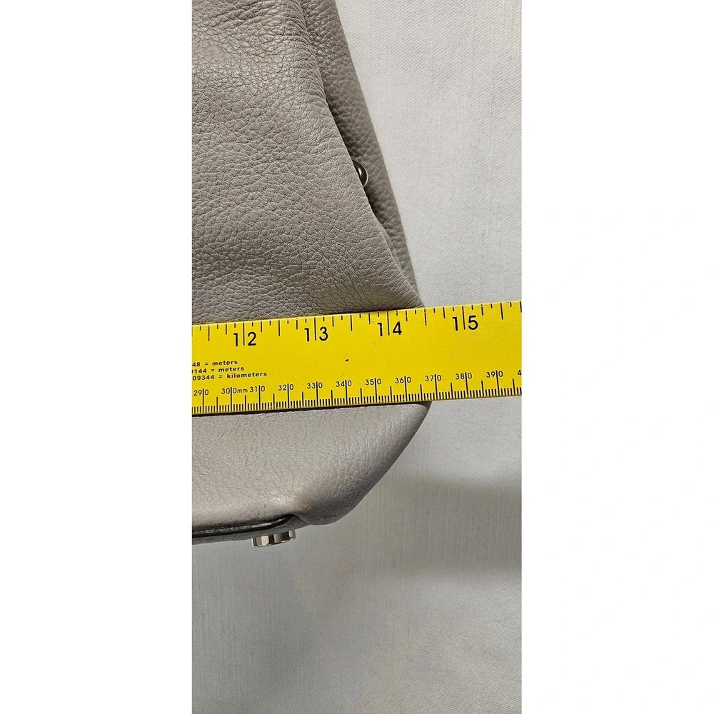 Michael Kors Taupe Pebbled Leather Triple Compartment Shoulder Bag Silver Logo
